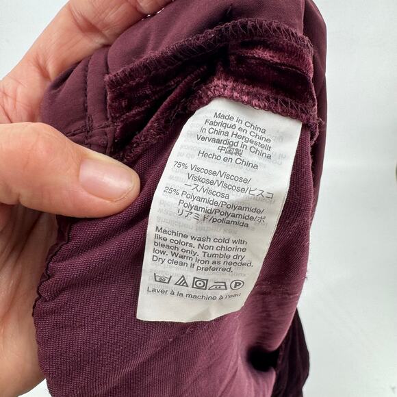 Madewell Velvet Huston Wide Leg Crop Pinot Noir Pull on Pants Cropped Size Large - Picture 6 of 8